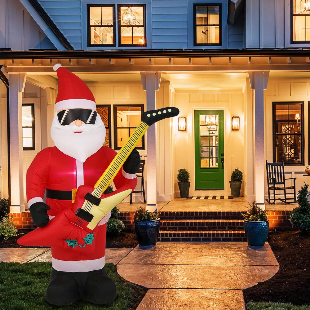 7Ft Rocking Santa with Guitar Inflatable with LED Lights. Picture 2