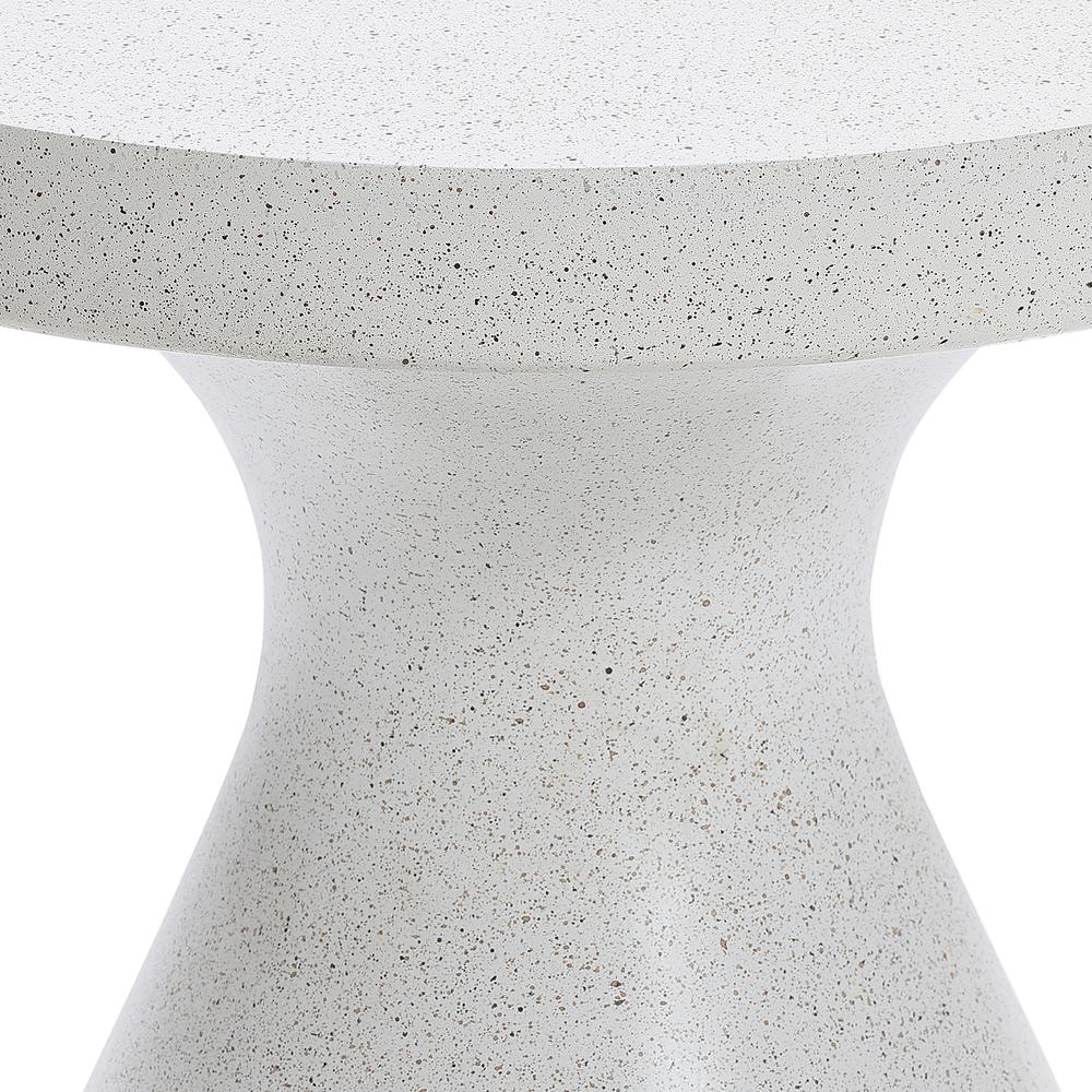 White and Speckled Gray MgO 20" Round Outdoor Side Table. Picture 9