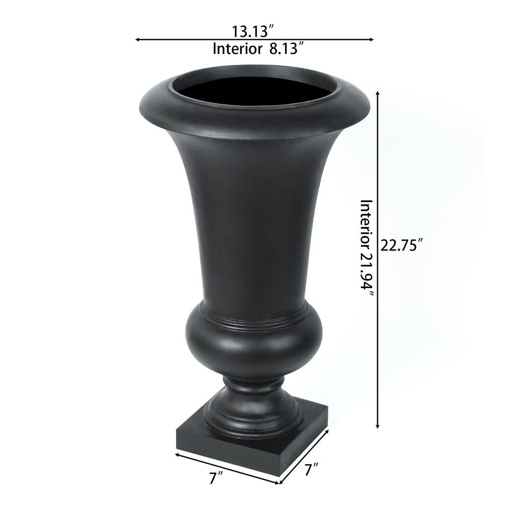 Black Finish Urn Planter (Small). Picture 12