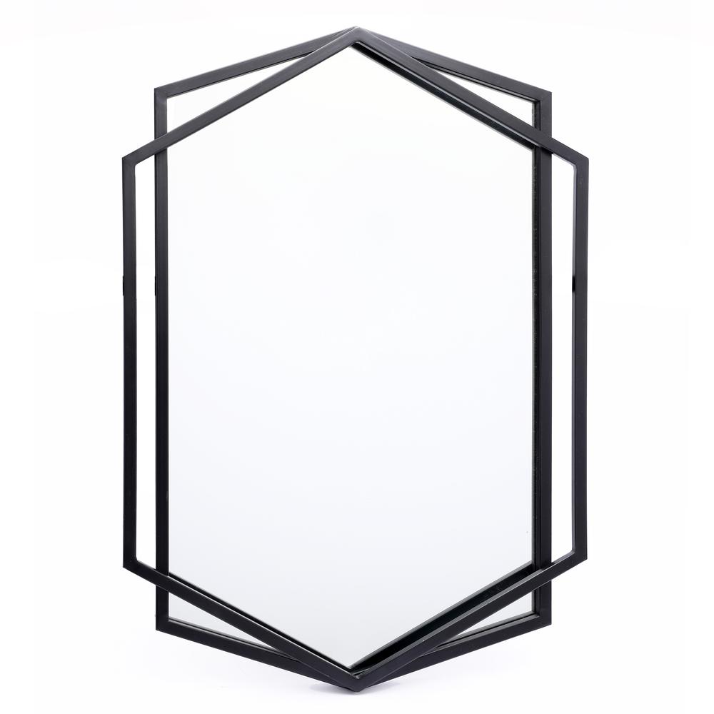 Black Metal Hexagon Frame Wall Accent Mirror. Picture 1
