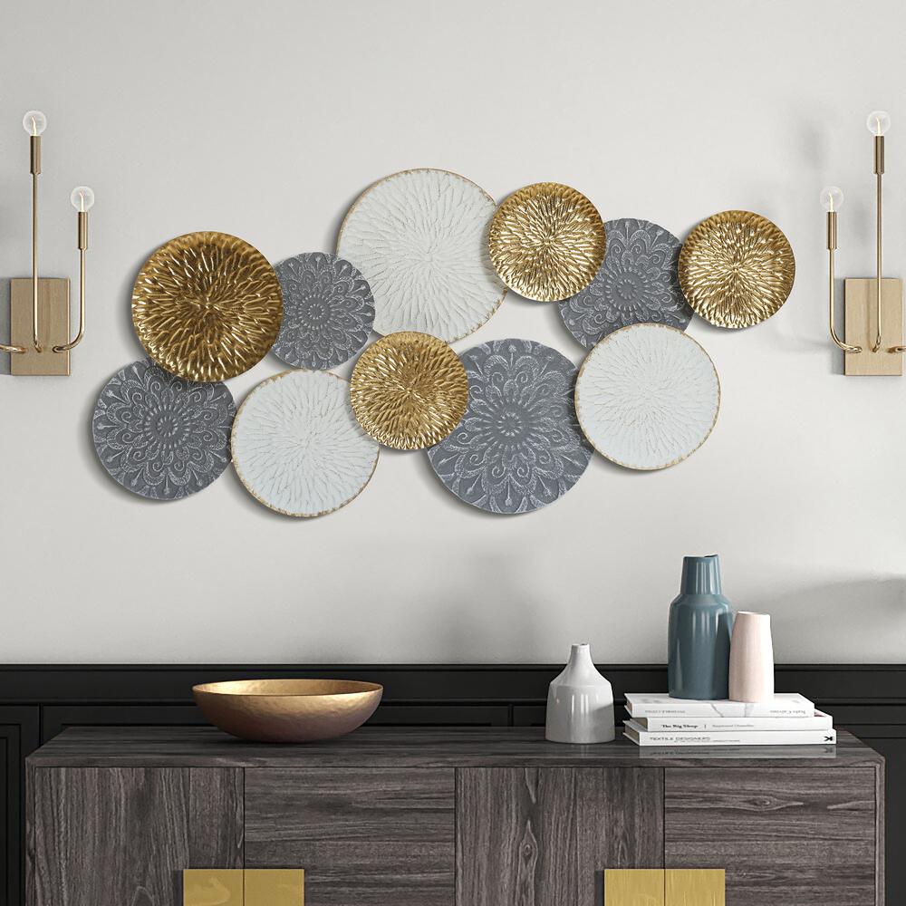 48" W Connected Circles Metal Wall Decor Sculpture. Picture 4