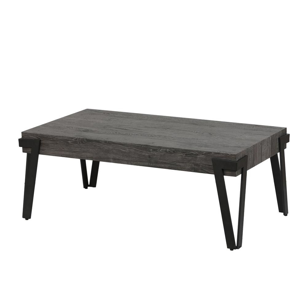 43" W Engineered Wood and Metal Coffee Table, Gray Oak. Picture 4