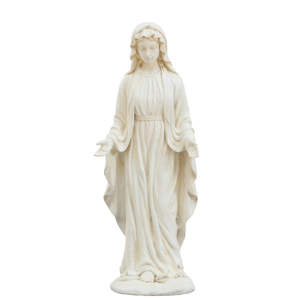 30.5" H Virgin Mary Indoor Outdoor Statue, Ivory. Picture 1