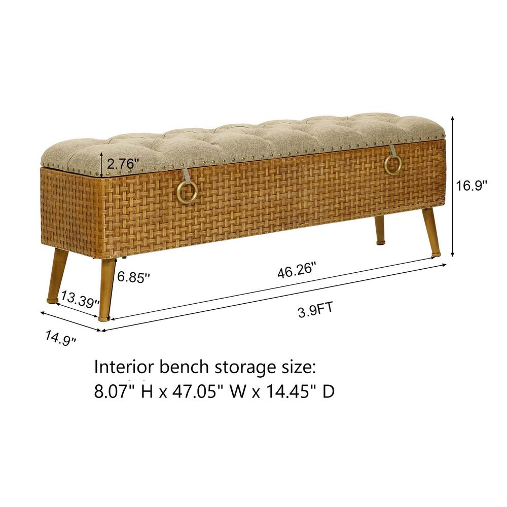 47.2-Inch Wide Upholstered Entry and Bedroom Bench with Hidden Storage. Picture 16