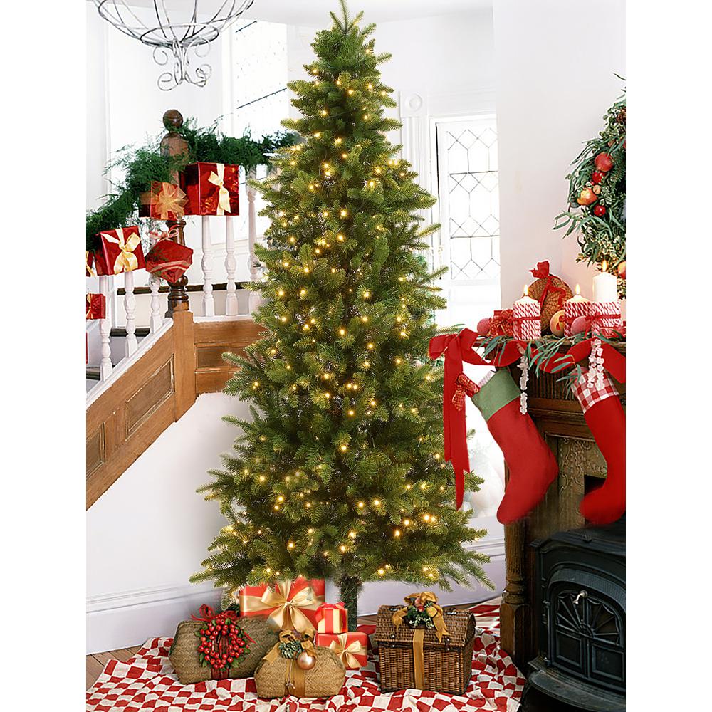 7Ft Pre-Lit LED Artificial Slim Pine Christmas Tree. Picture 2