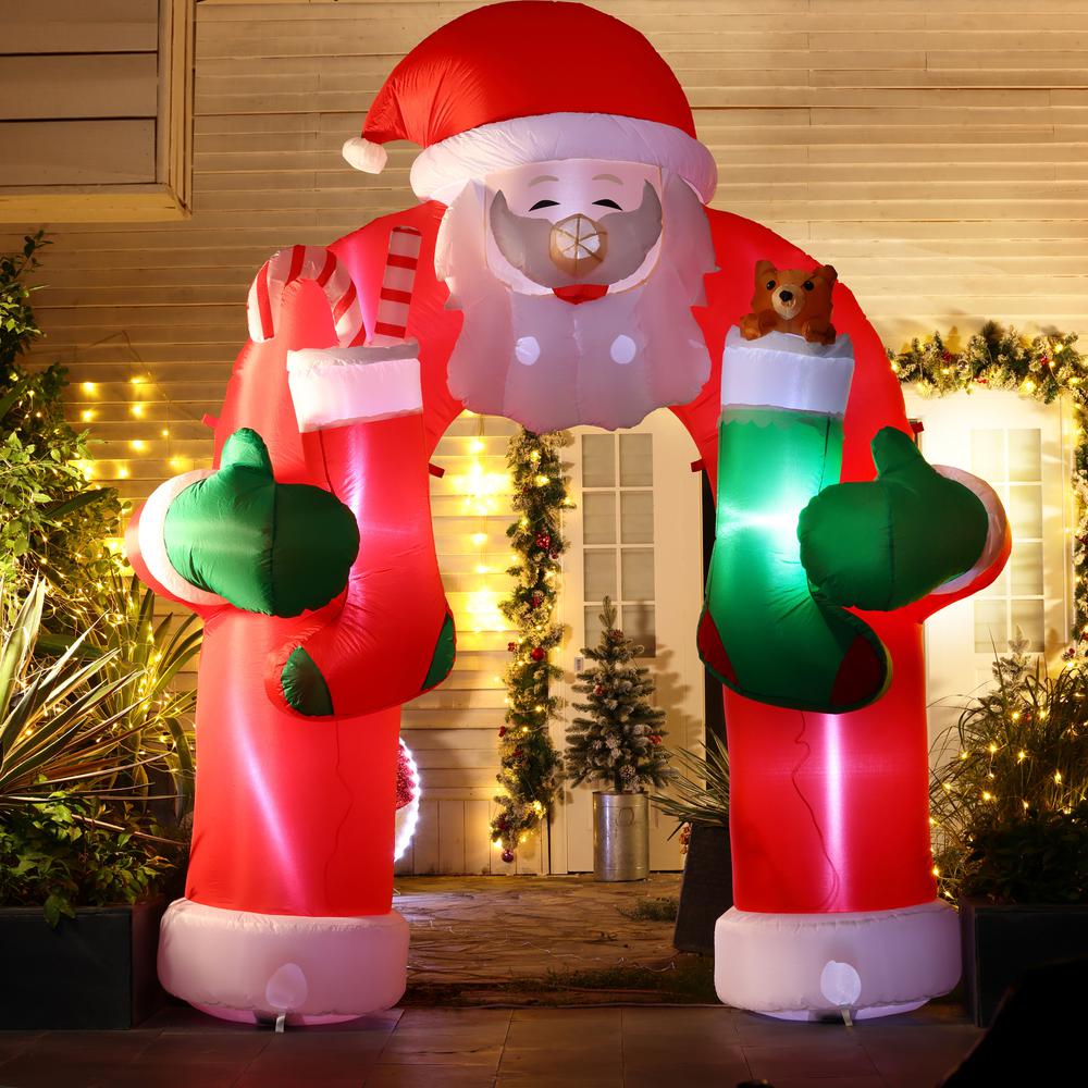 9Ft Santa Stockings Arch Inflatable with LED Lights. Picture 2