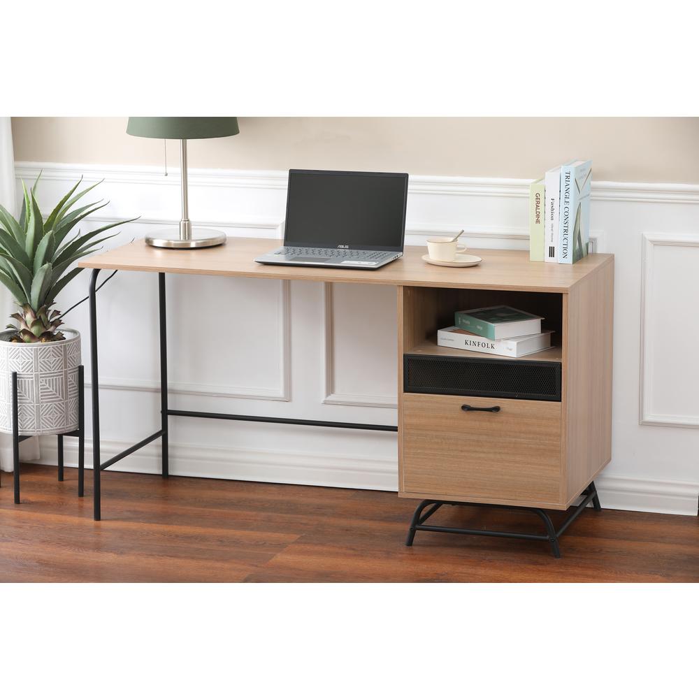 Light Oak Finish Home Office Desk. Picture 8