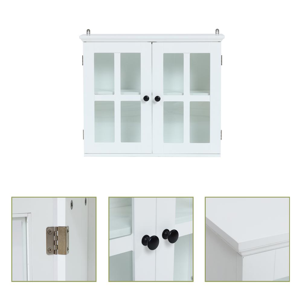 White MDF Wood Glass Pane Bathroom Wall Cabinet. Picture 5