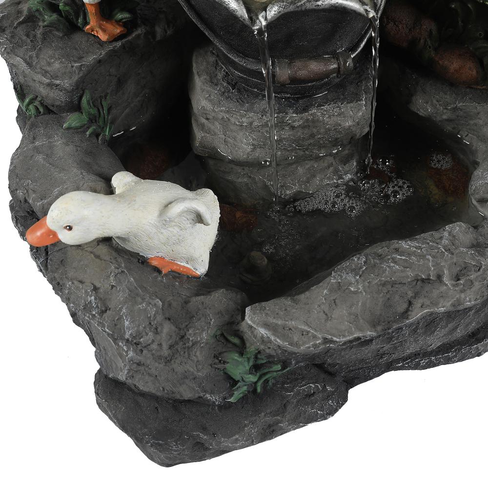 Resin Duck Family Outdoor Patio Fountain. Picture 11