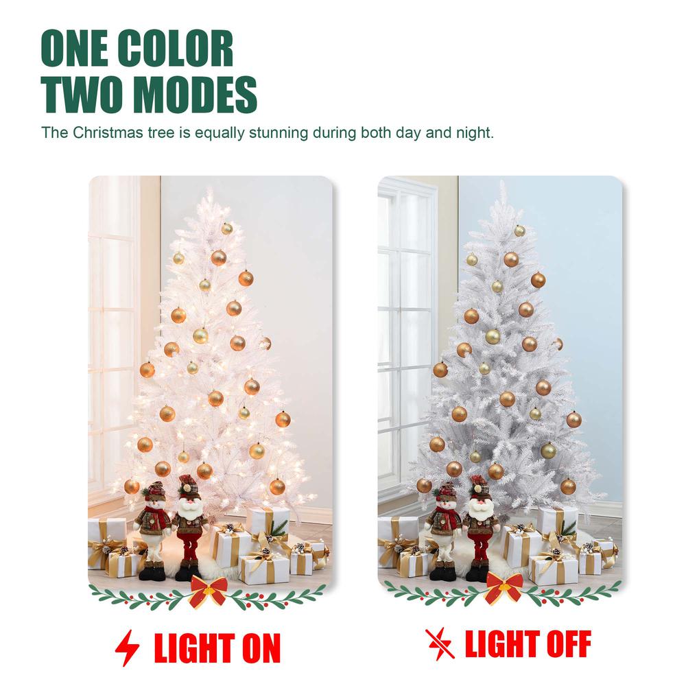 6.5Ft Pre-Lit Artificial White Full Christmas Tree. Picture 13