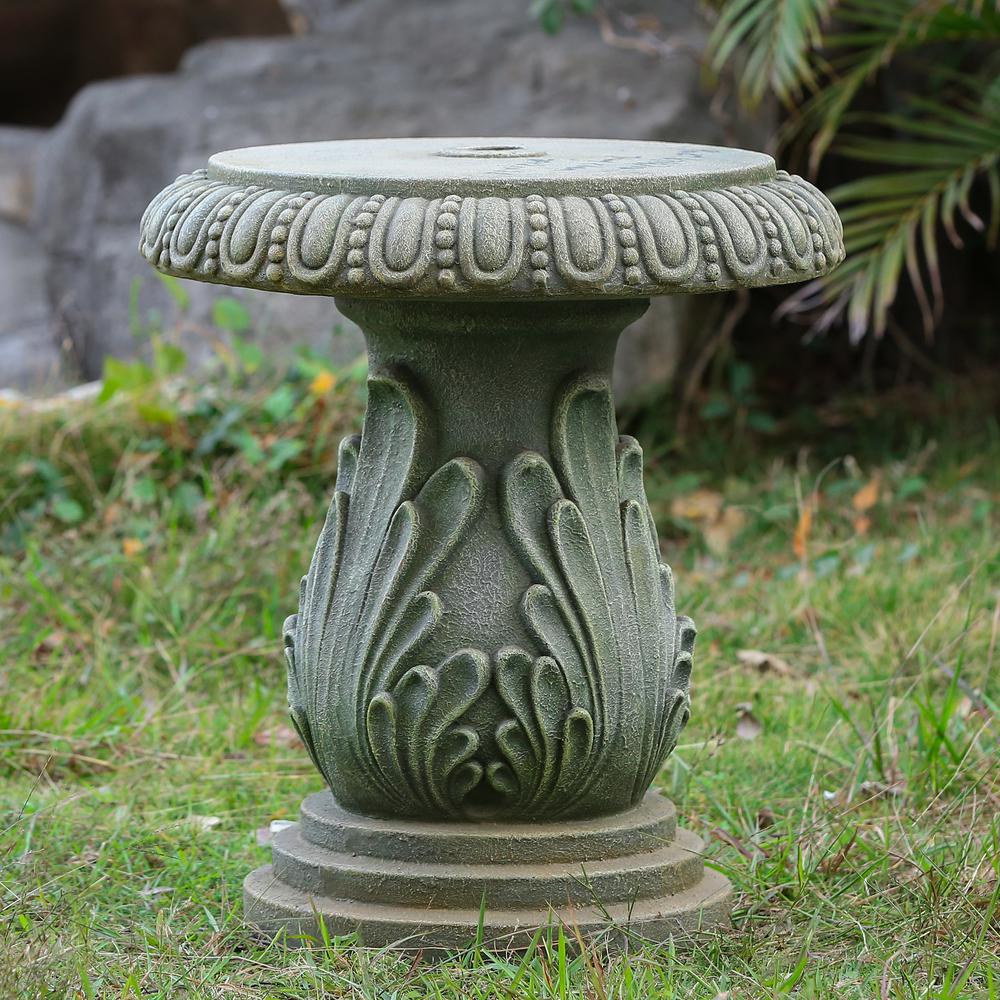 Gray/Green Cement Outdoor Umbrella Table. Picture 3