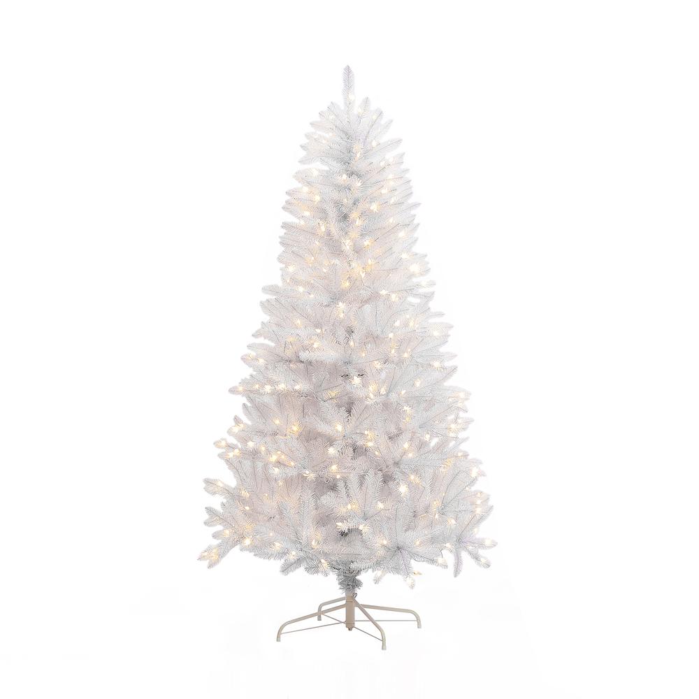 6.5Ft Pre-Lit Artificial White Full Christmas Tree. Picture 5