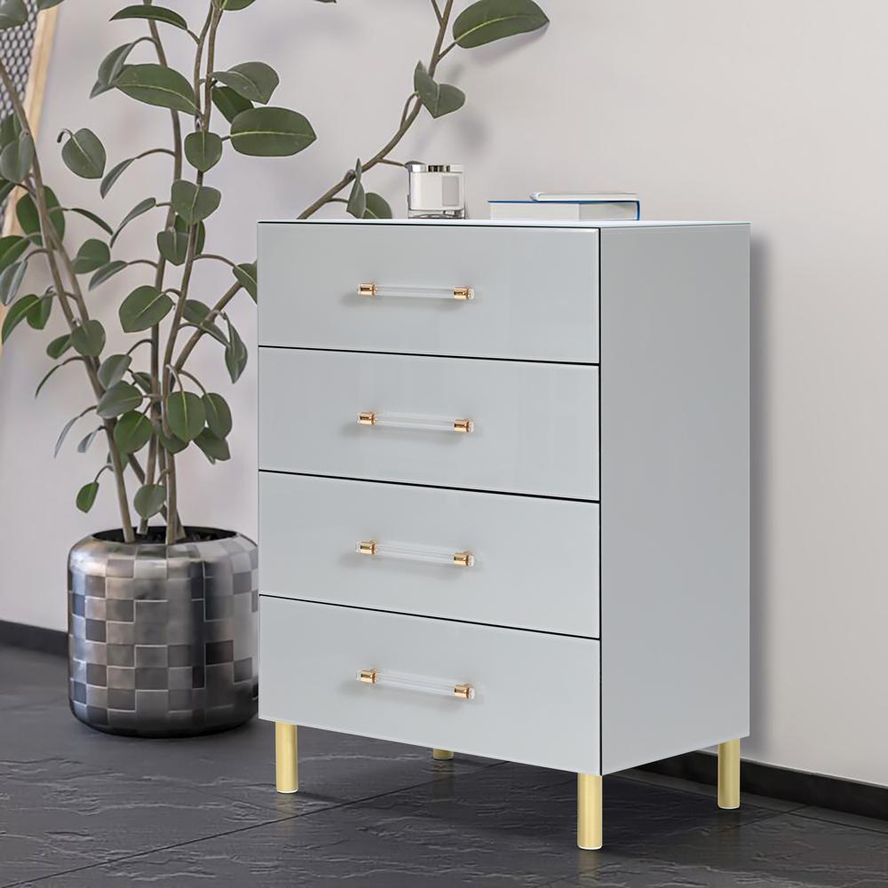 Modern Light Gray 37.3" Tall 4-Drawer Chest. Picture 16