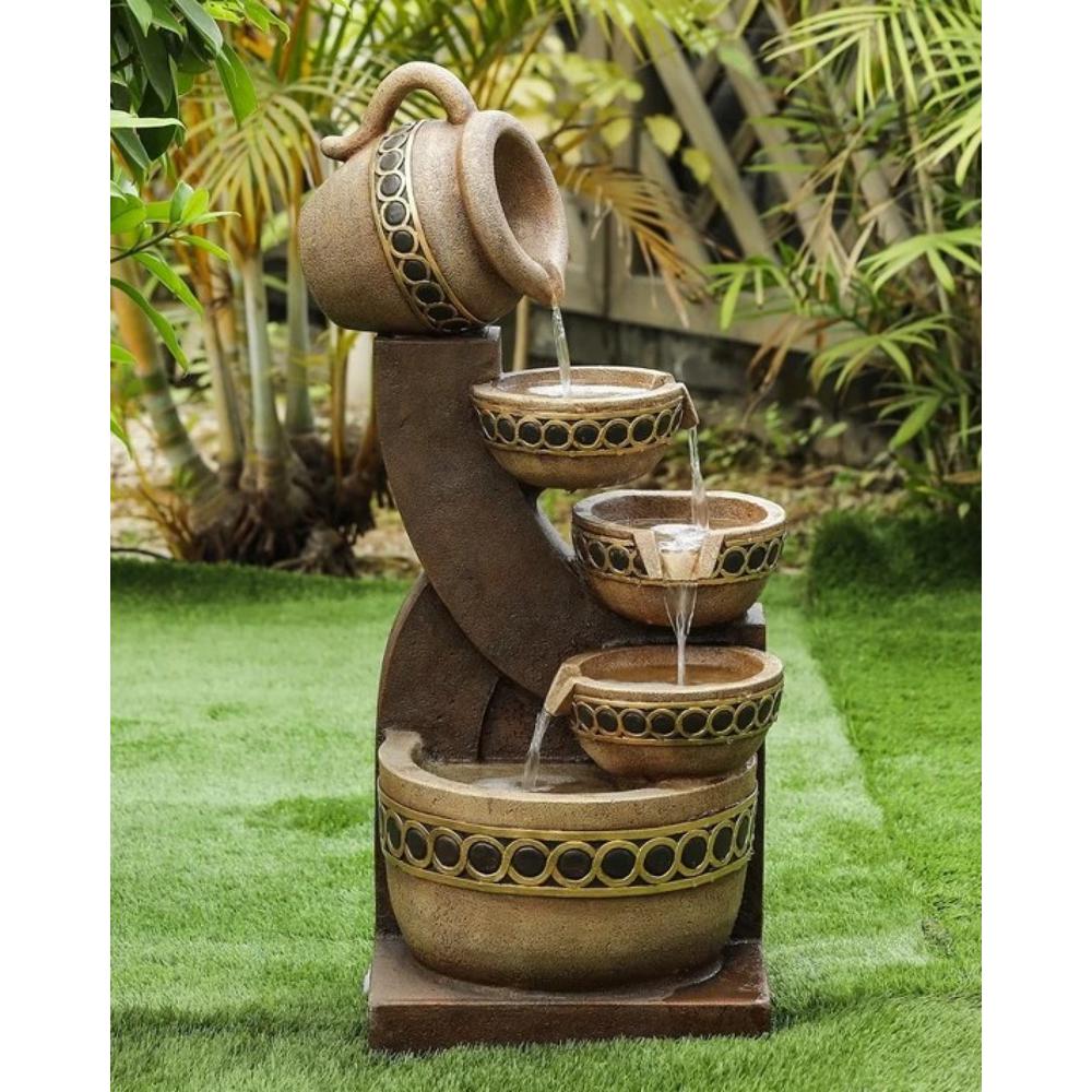 Brown Resin Cascading Pitchers Outdoor Fountain. Picture 3