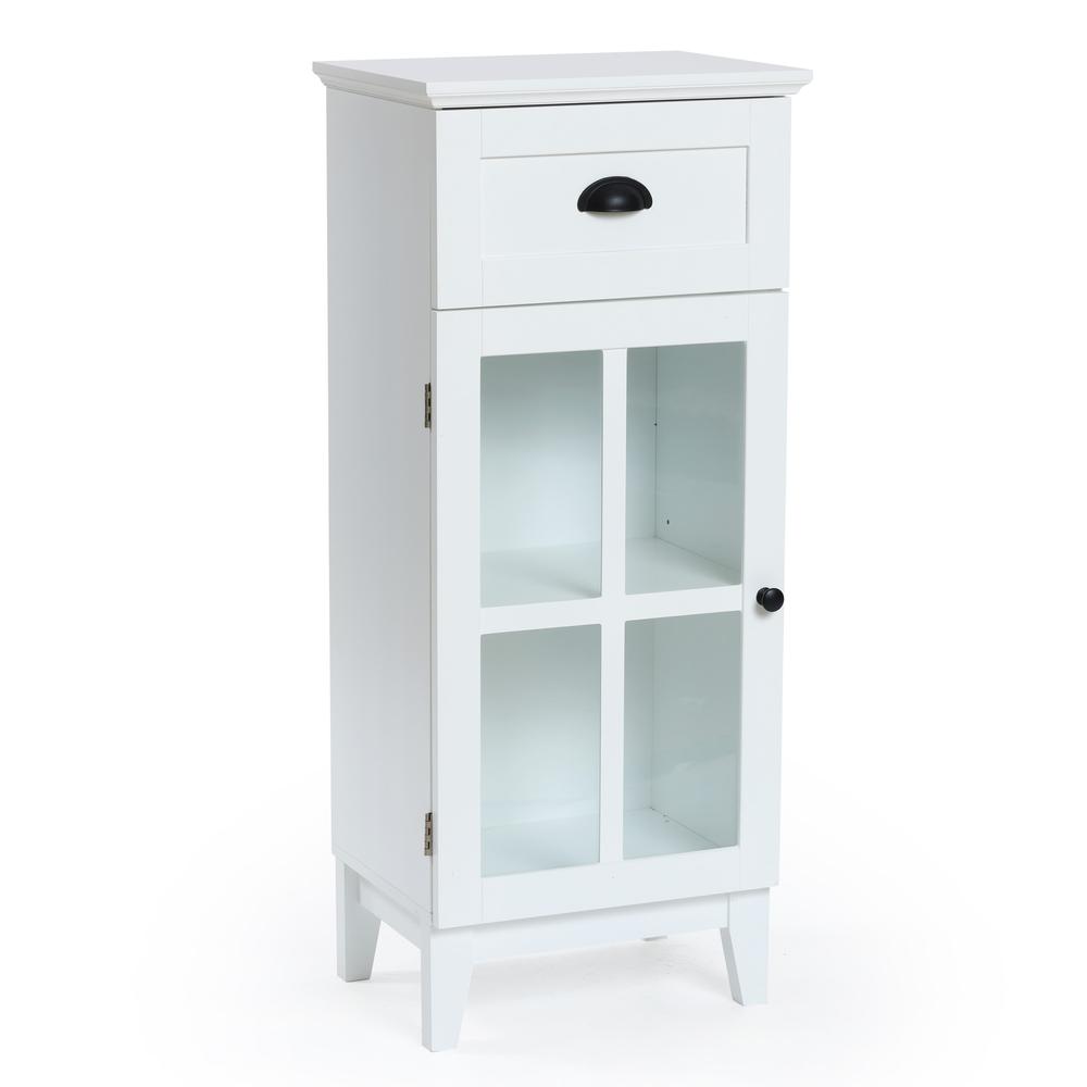 White MDF Wood Slim Bathroom Storage Cabinet and End Table. Picture 7