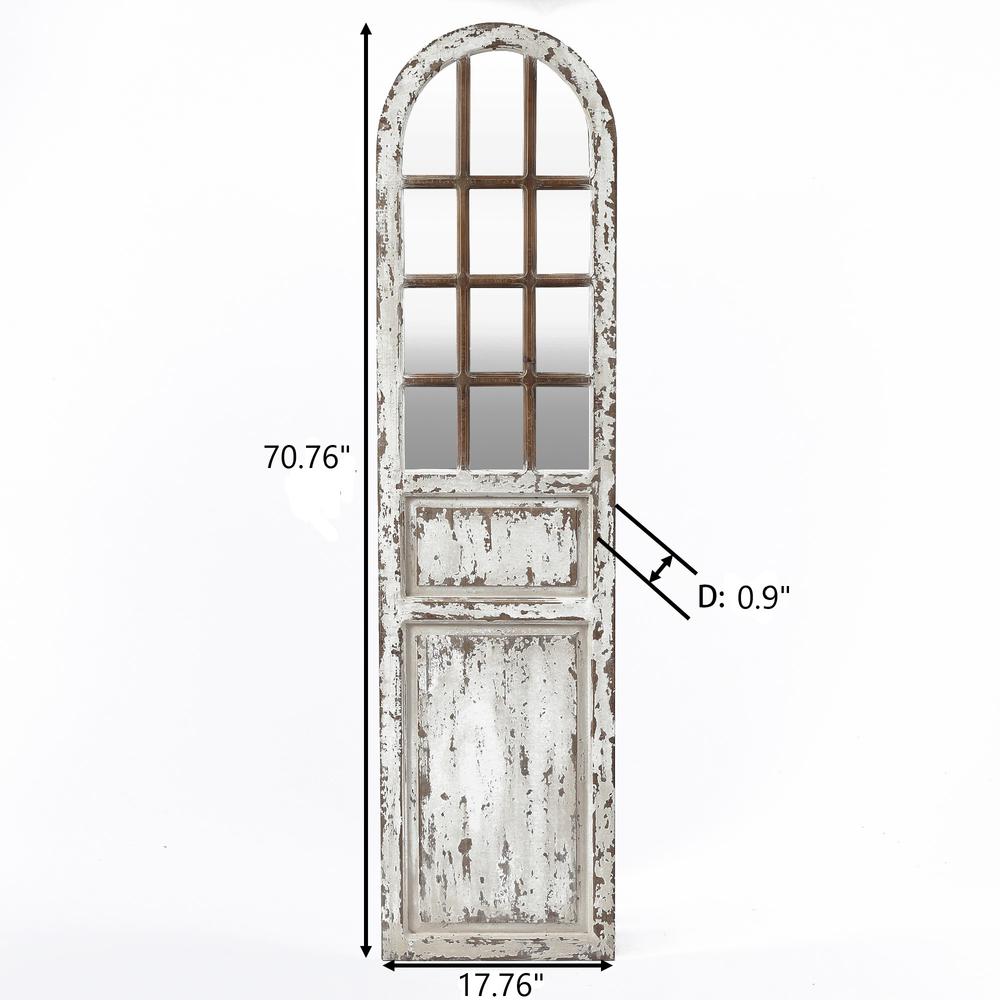 Distressed White Wood Farmhouse Door Wall Mirror. Picture 8