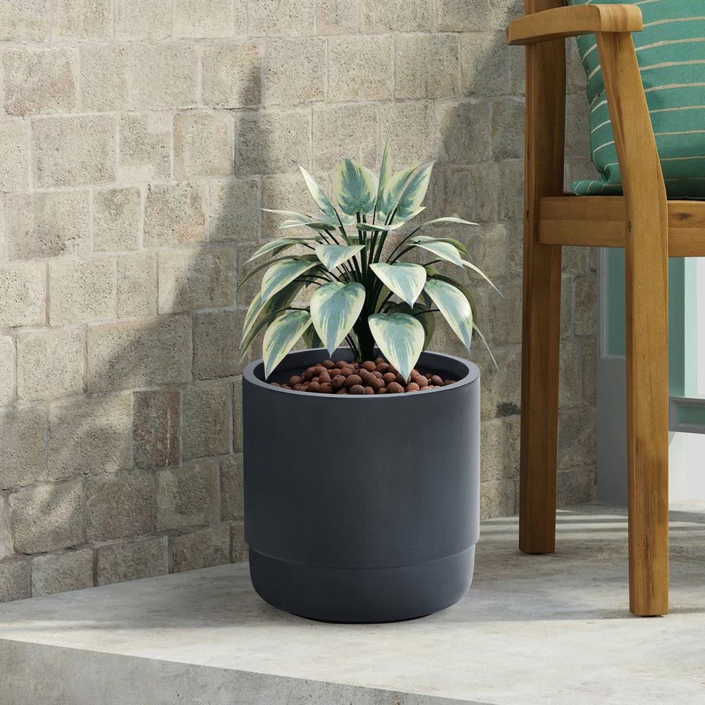 Modern Gray MgO 14.17" Round Planter. Picture 2