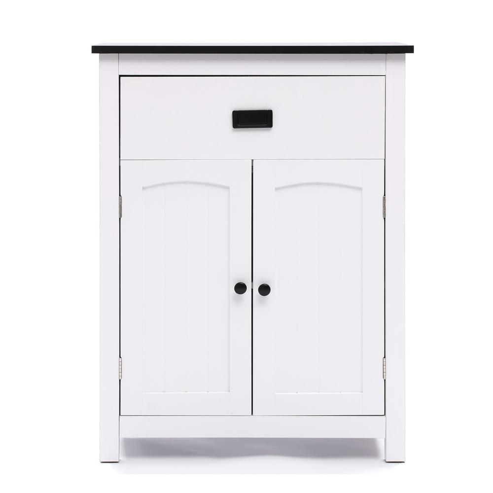 White Manufactured Wood 1-Drawer 1-Door Bathroom Linen Cabinet. Picture 1