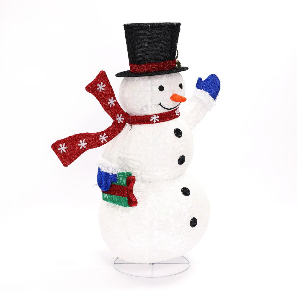 Snowman with Gift Lighted LED Winter Holiday Yard Decoration. Picture 6