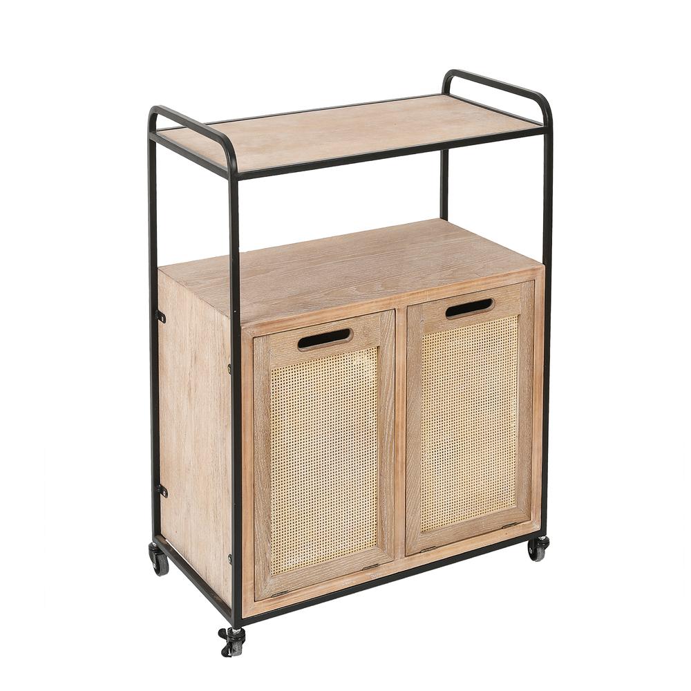 Natural Wood Finish Laundry and Storage Cart. Picture 8