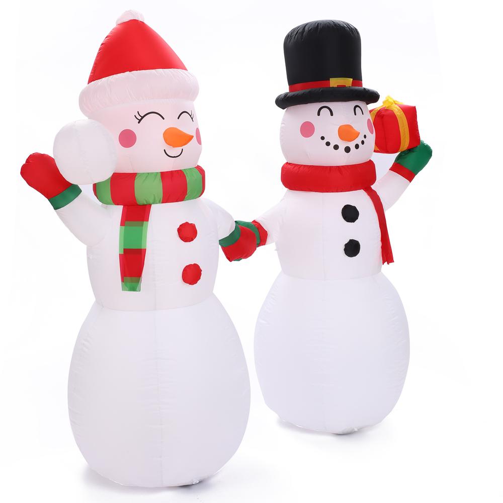 6Ft Snowman Couple Inflatable with LED Lights. Picture 7