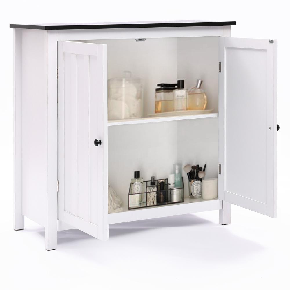 White Manufactured Wood 2-Door Bathroom Linen Cabinet. Picture 6