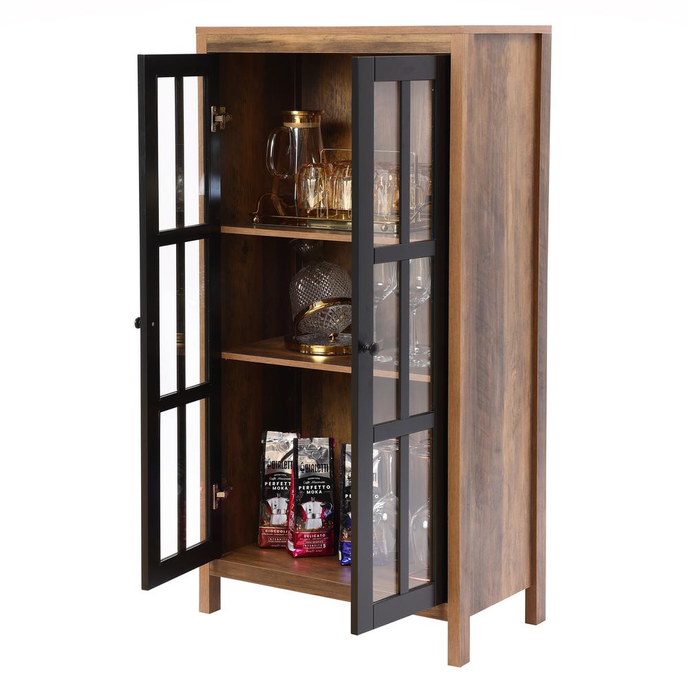 Natural Wood Glass 2-Door Accent Cabinet. Picture 8