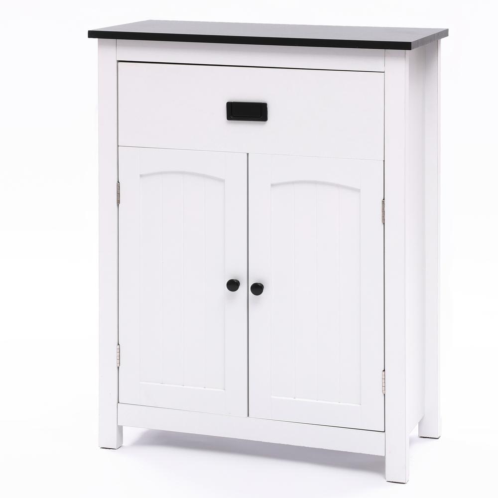 White Manufactured Wood 1-Drawer 1-Door Bathroom Linen Cabinet. Picture 6