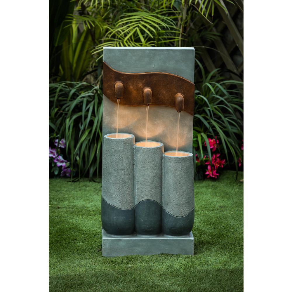 Cement Modern Pots Outdoor Patio Fountain with LED Light. Picture 2
