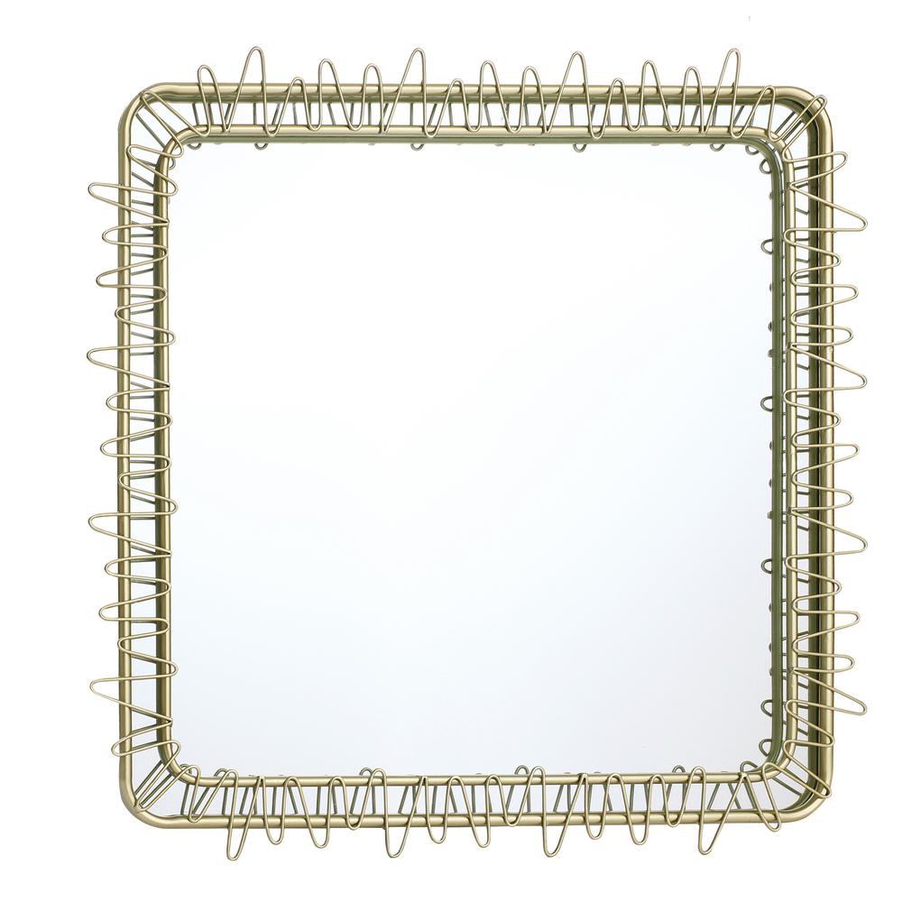 Gold Metal Frame 30.2-In Square Accent Wall Mirror. Picture 1