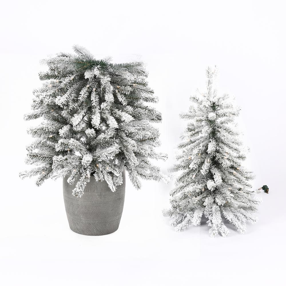 4Ft Pre-Lit LED Artificial Flocked Fir Christmas Tree with Pot Planter. Picture 5