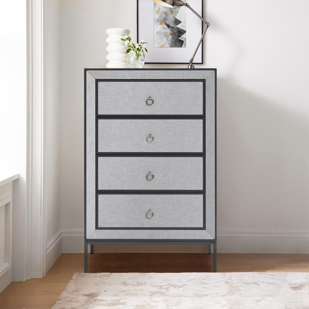 Modern Gray 37.4" Tall 4-Drawer Chest. Picture 12