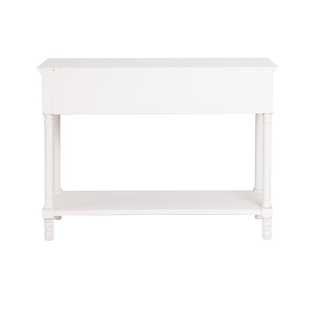 LuxenHome White Wood 2-Drawer Storage Console Table. Picture 7