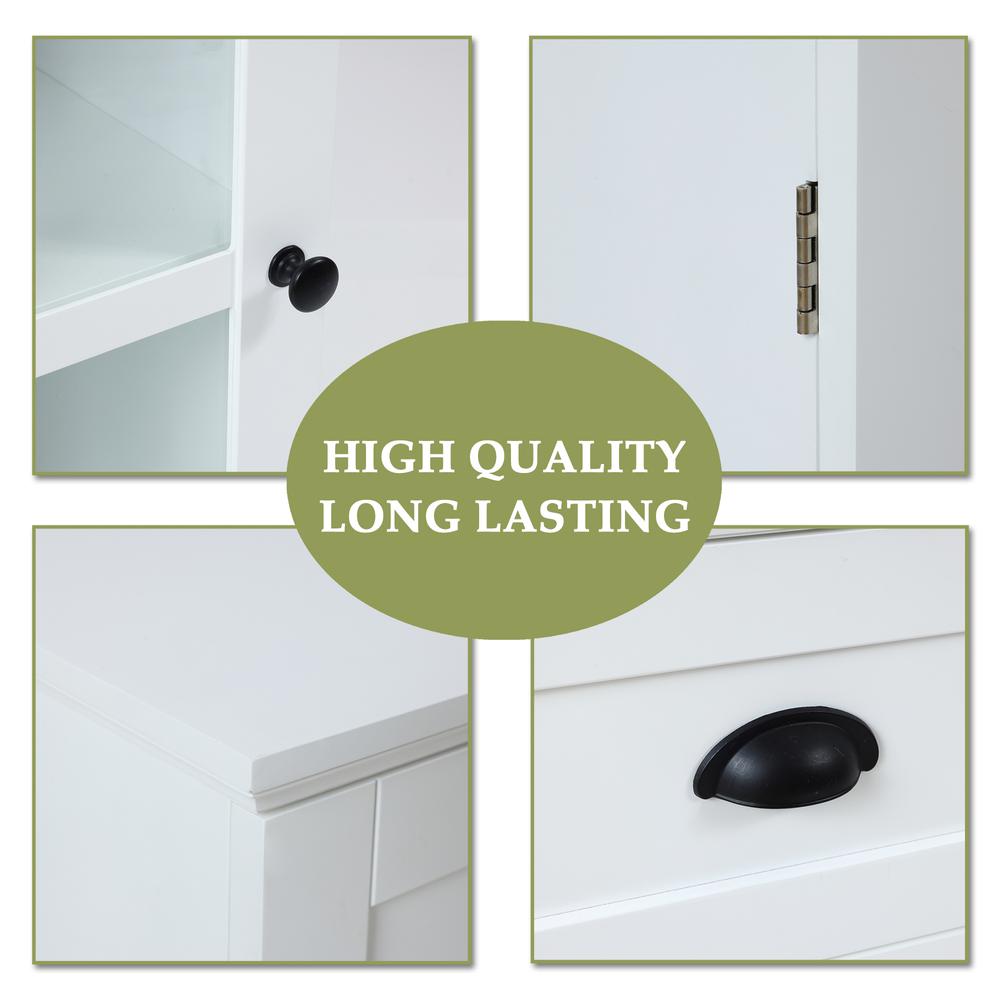 White MDF Wood Slim Bathroom Storage Cabinet and End Table. Picture 13