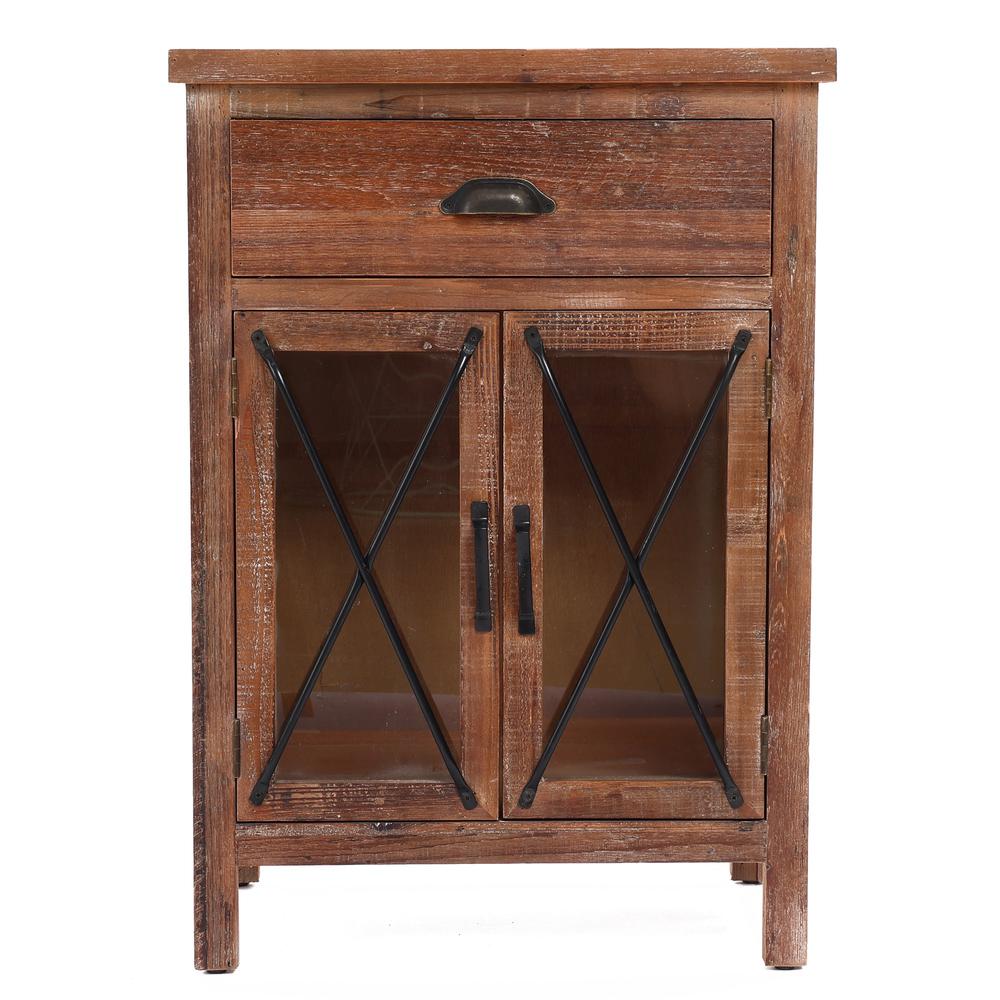 Rustic Wood Farmhouse 2-Door Accent Cabinet. The main picture.