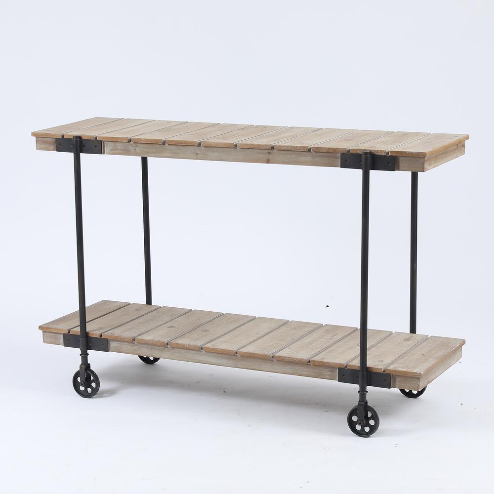 Wood Two-Tier Shelf Storage Cart. Picture 2