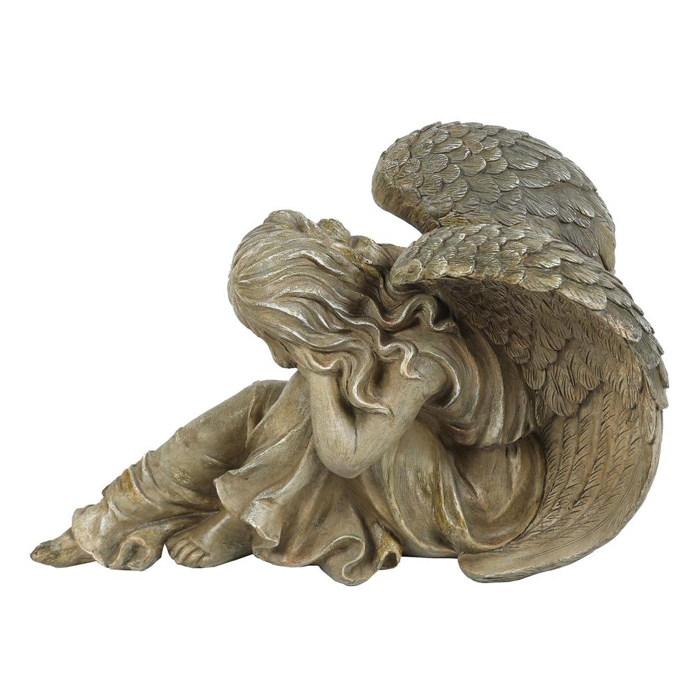 Weathered Brown MgO Sleeping Angel Statue. Picture 4