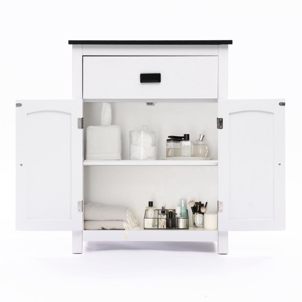 White Manufactured Wood 1-Drawer 1-Door Bathroom Linen Cabinet. Picture 9