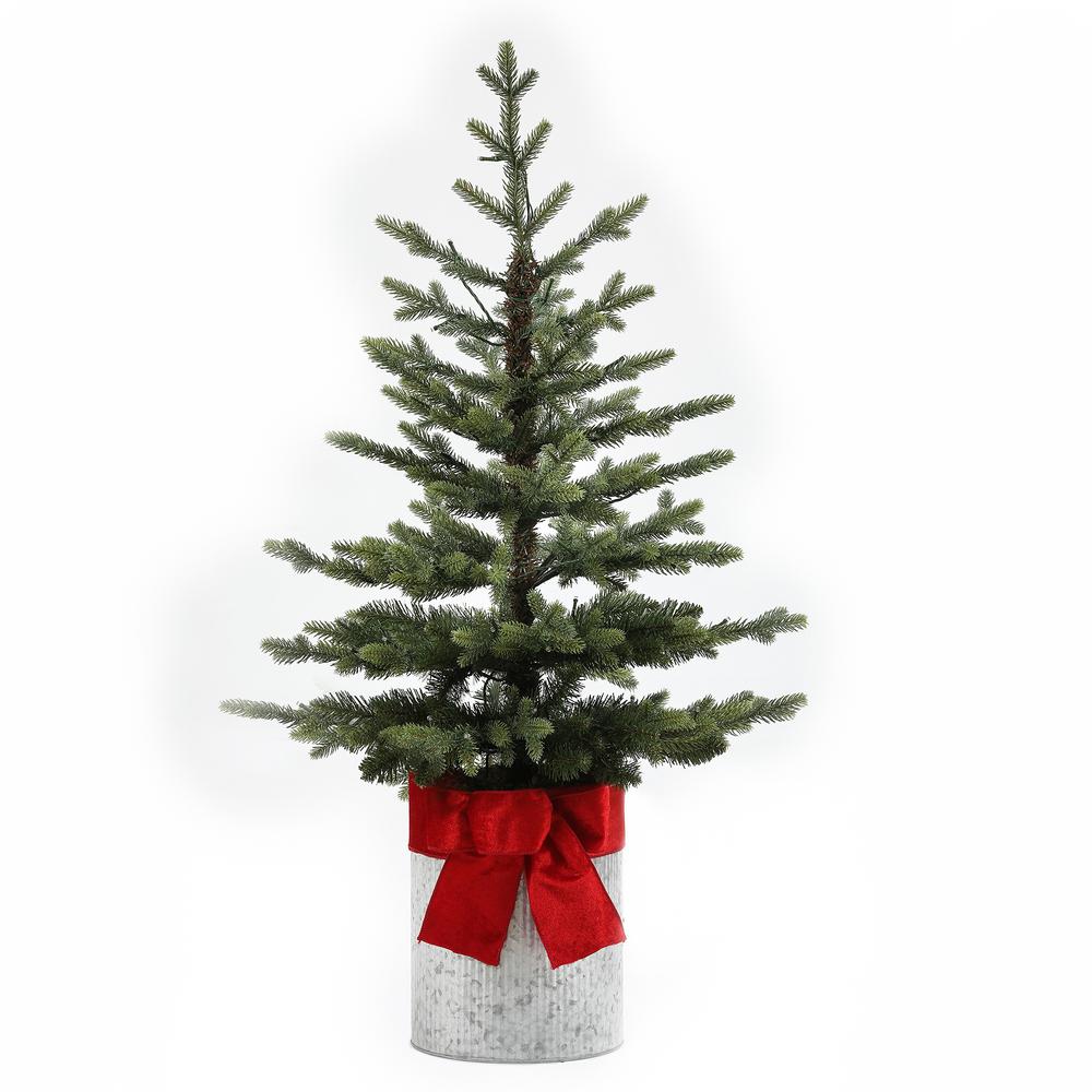 3.5ft Pre-Lit Artificial Christmas Tree with Metal Pot. Picture 1