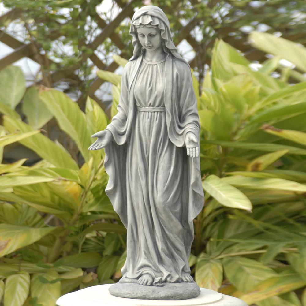 30.5" H Virgin Mary Indoor Outdoor Statue, Gray. Picture 3