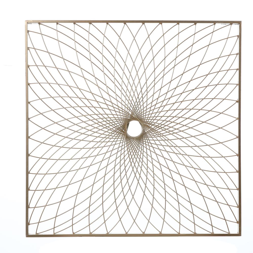 Gold Metal Spiral Flower Square Frame Wall Decor. Picture 1