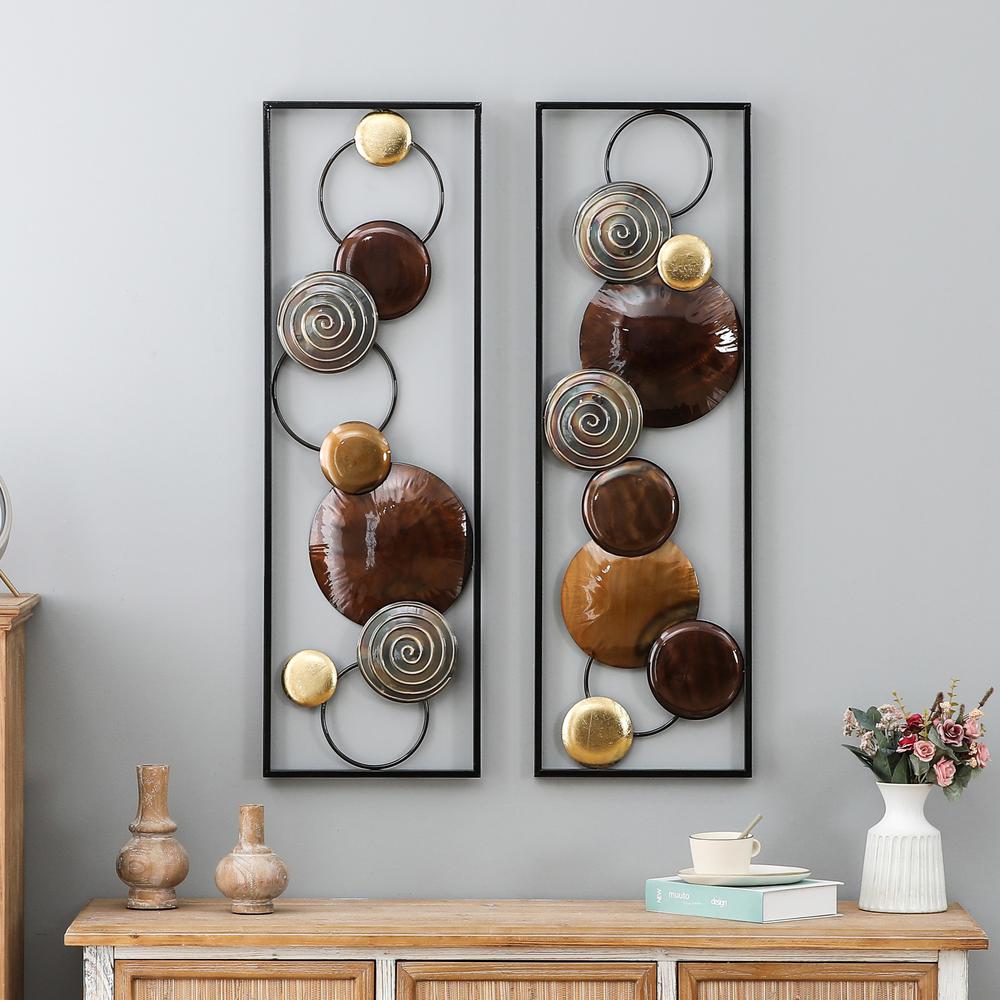 2-Piece Abstract Metal Wall Decor Rectangular Panels. Picture 2