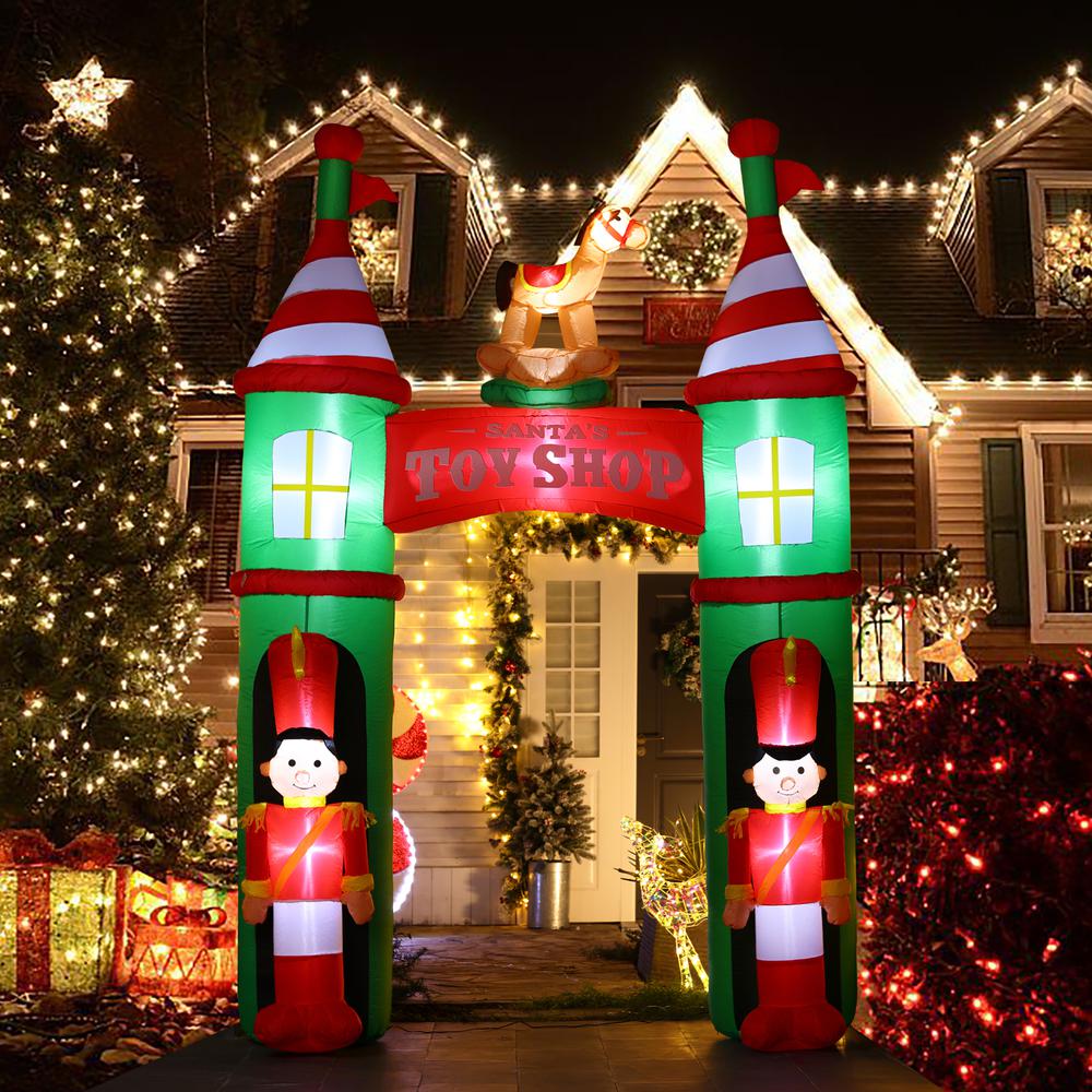 10Ft Toy Shop Inflatable Arch with Nutcracker Guards and LED Lights. Picture 2