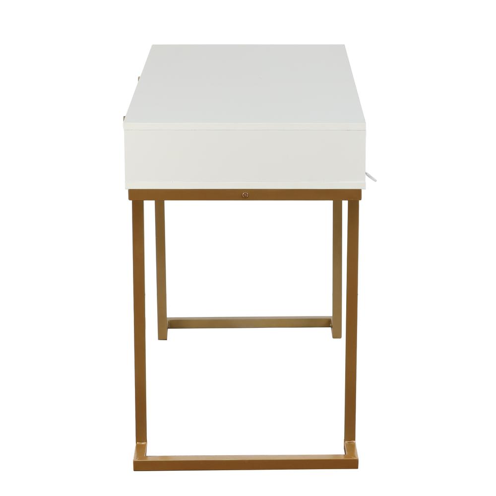 White Wood and Metal Two Drawer Writing Desk. Picture 8