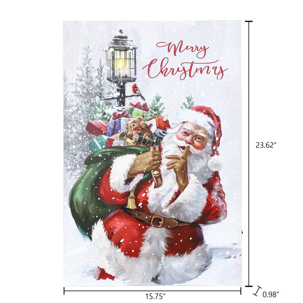 Merry Christmas Santa Winter Scene Lighted Canvas Print. Picture 8