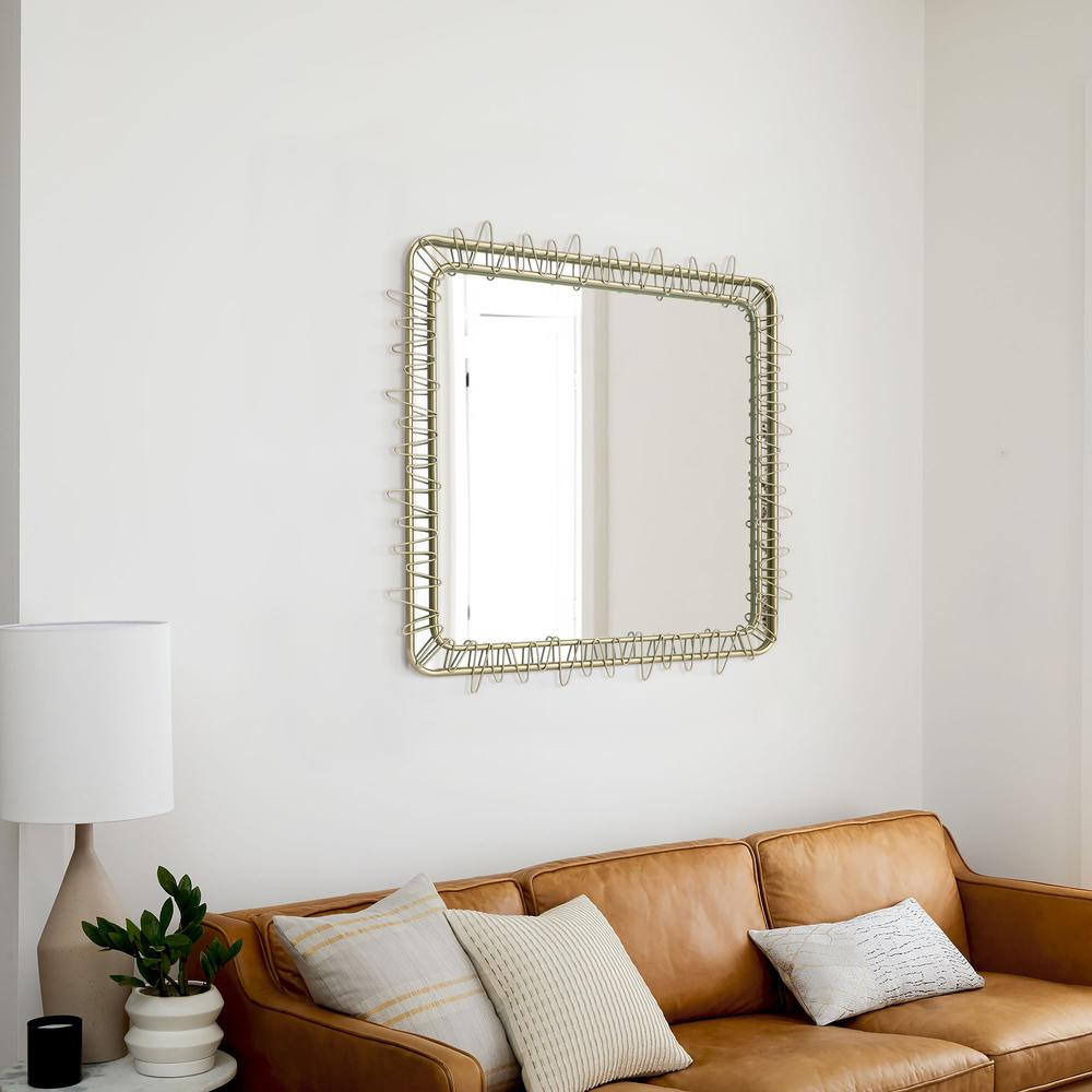 Gold Metal Frame 30.2-In Square Accent Wall Mirror. Picture 9