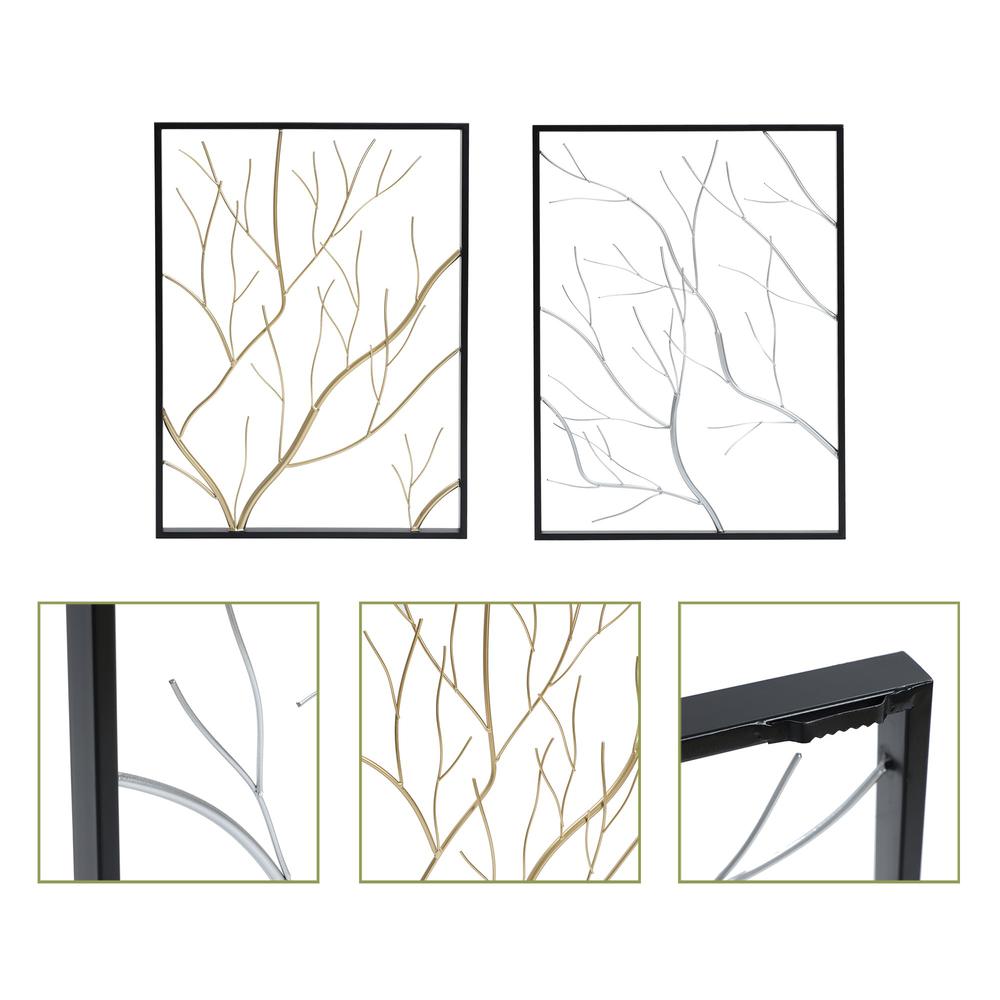 Set of 2 Gold & Silver Tree Branches Wall Decor Panels. Picture 5