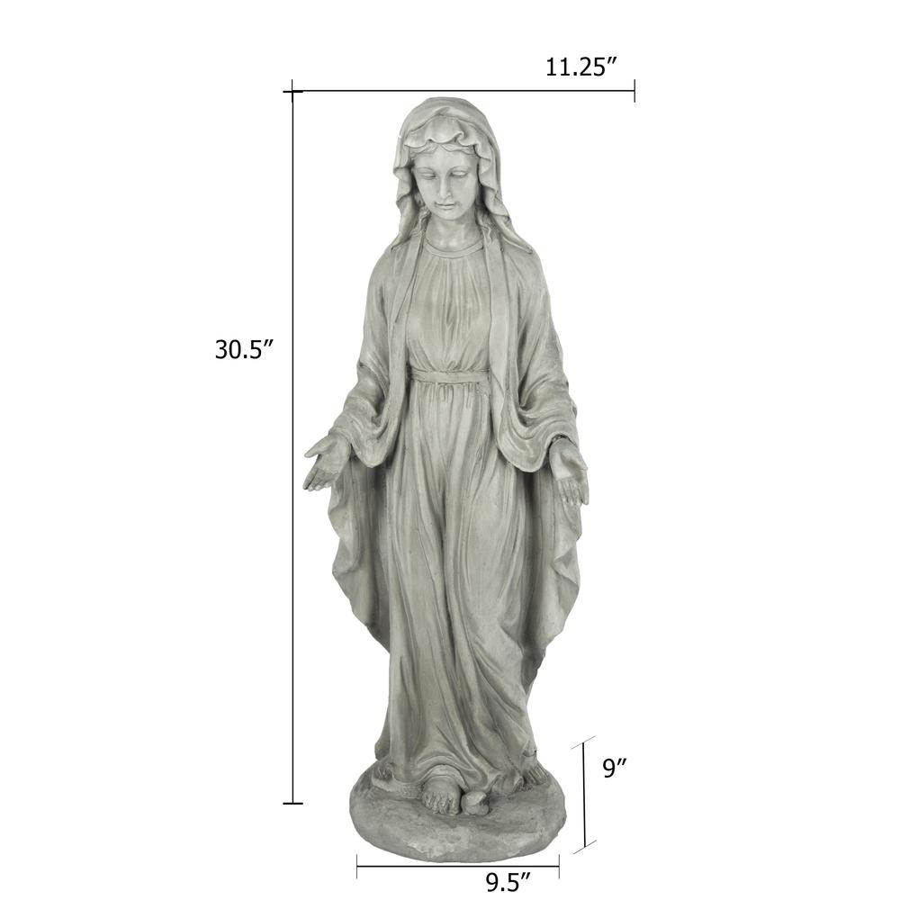 30.5" H Virgin Mary Indoor Outdoor Statue, Gray. Picture 7