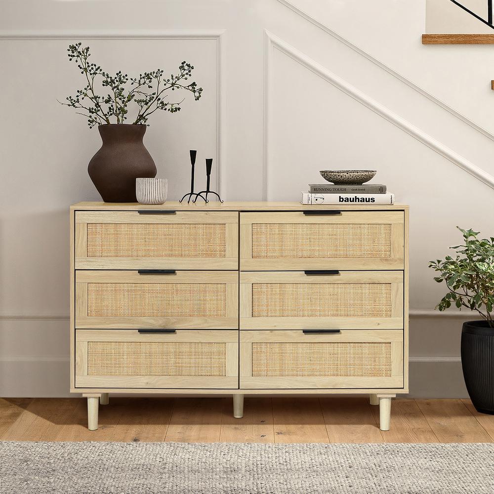 Light Oak Manufactured Wood 6-Drawer Bedroom Dresser. Picture 11