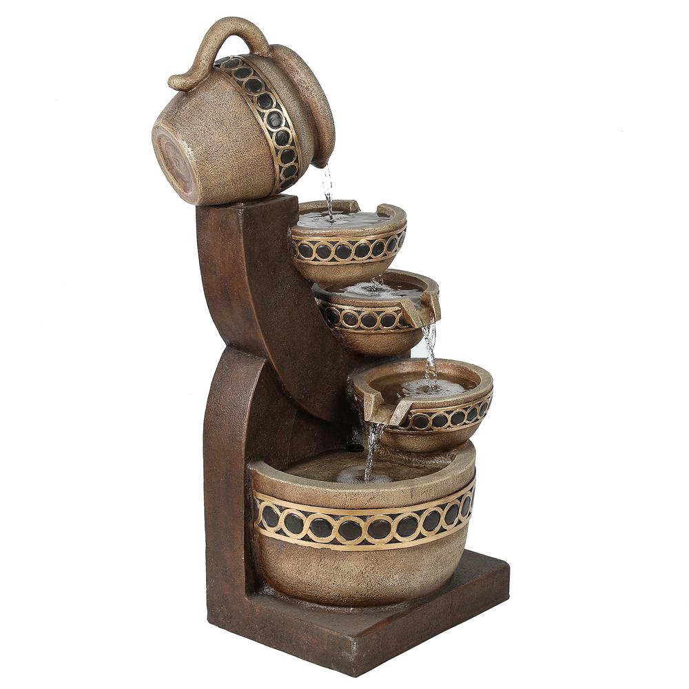 Brown Resin Cascading Pitchers Outdoor Fountain. Picture 4
